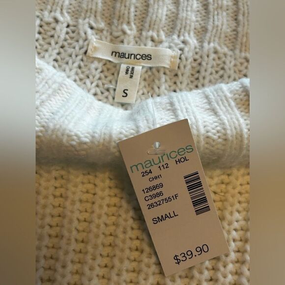 Maurices White Fair Isle Sleeve Sweater Small oversized NWT - Picture 4 of 11